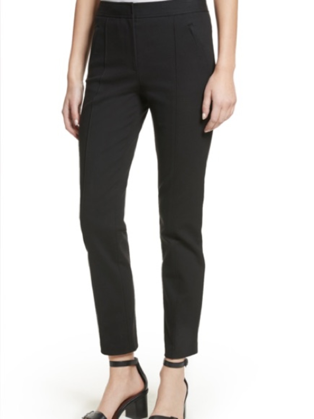 Tory Burch Vanner Slim Leg Ankle Pants In Black